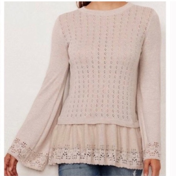 LC Lauren Conrad Eyelet Tulle Trim Sweater size M - Picture 1 of 8